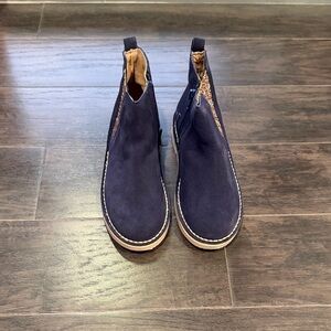 Kids Navy Suede Boots